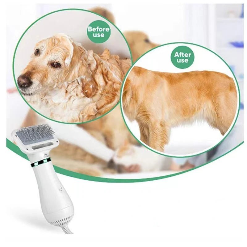 2-In-1 Pet Dog Dryer & Comb Brush Hair Removal & Lint Rollers 2-In-1 Adjustable Temperature Comb Brush Dryer Grooming PetLiveliest