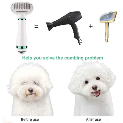 2-In-1 Pet Dog Dryer & Comb Brush Hair Removal & Lint Rollers 2-In-1 Adjustable Temperature Comb Brush Dryer Grooming PetLiveliest