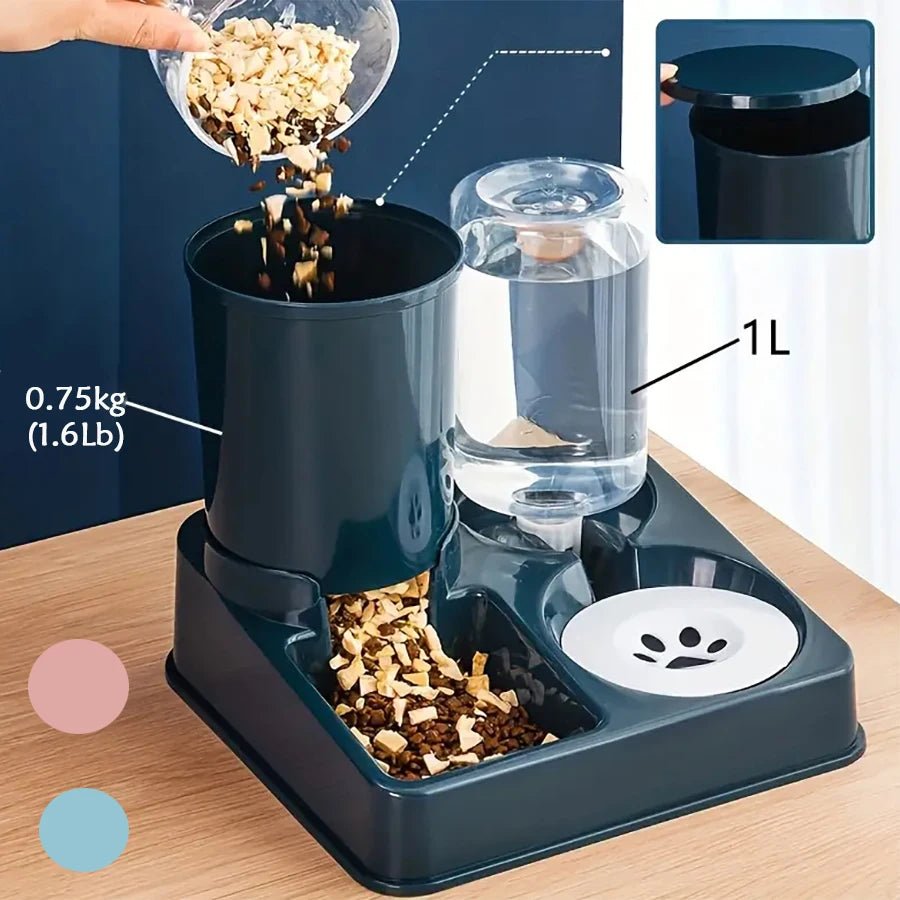 2 - in - 1 Tilted Automatic Cat Feeder Set - PetLiveliest - PetLiveliest - automatic - cat feeder - gravity feeder