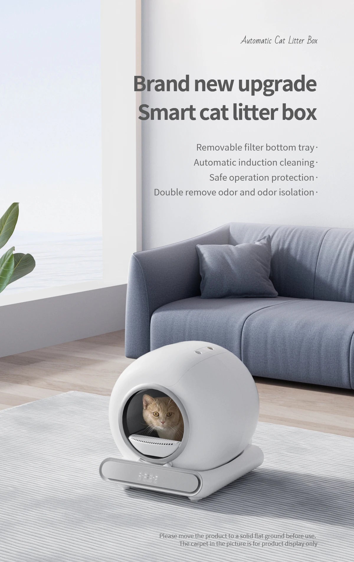 2024 Smart Cat Litter Box Self Cleaning 65L Litter Box 2024 App Control Automatic Ionic Deodorizer Self Cleaning PetLiveliest