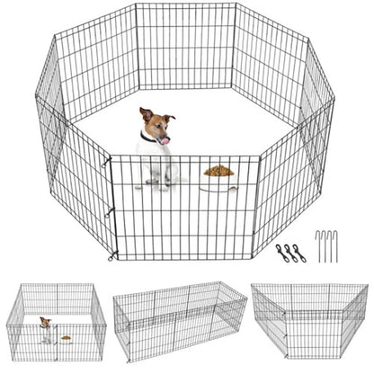 24\" Dog Playpen Crate 8 Panel Fence Default-Default Playpens DIY 圍欄 安全 寵物 寵物活動場地 PetLiveliest