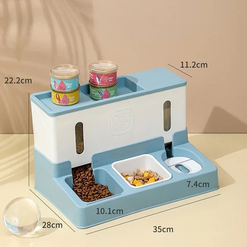 3 - in - 1 Automatic Pet Feeder &amp; Water Bowl - PetLiveliest - PetLiveliest - 双碗 - 喂食器 - 喝水盆