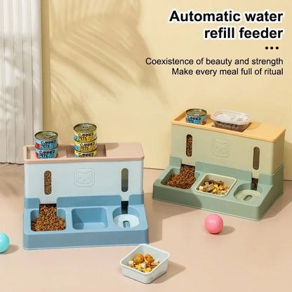 3-in-1 Automatic Pet Feeder & Water Bowl Feeders & Fountains 双碗 喂食器 喝水盆 宠物用品 自动喂食器 PetLiveliest