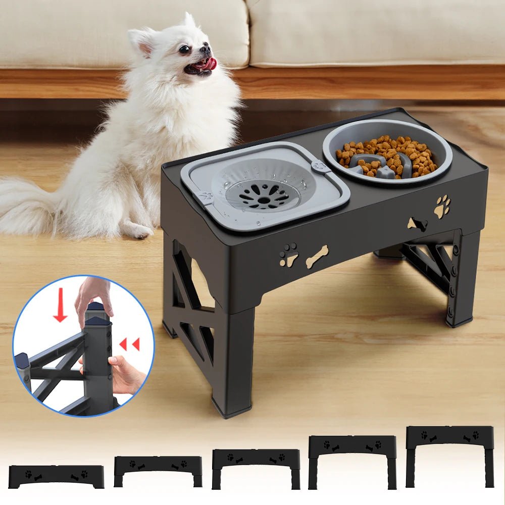 3 - in - 1 Pet Feeder - Adjustable Height, Double Bowls - PetLiveliest - PetLiveliest - 3 in 1 - Adjustable Height - Foldable