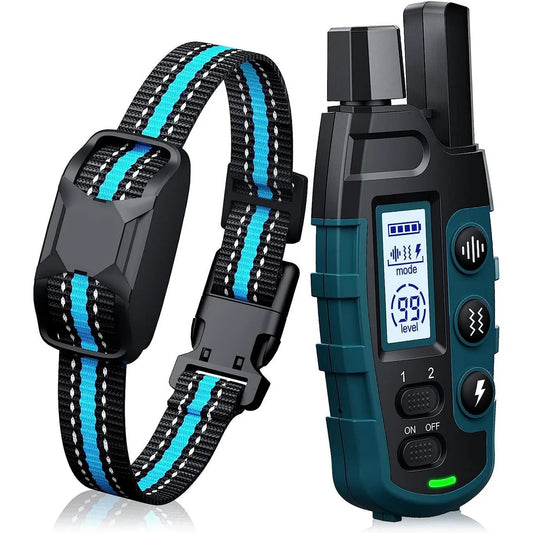 3300Ft Dog Training Collar with Remote Rechargeable Waterproof E Collar Beep Vibration Shock High Quality Pet Training - PetLiveliest - Blue - PetLiveliest