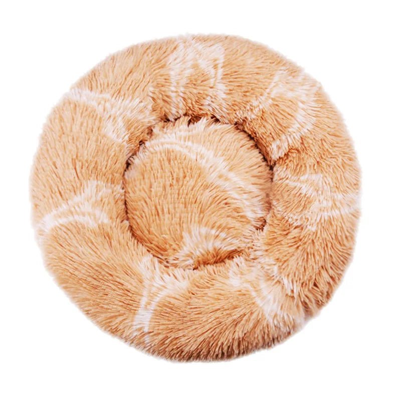 40 - 90cm Fluffy Dog Bed For Large Round Dog Bed Super Soft Cat House Plush Cat Nest Winter Warm Dog Pet Bed - PetLiveliest - Diameter 40cm - apricot white check - PetLiveliest