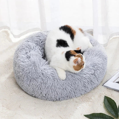 40 - 90cm Fluffy Dog Bed For Large Round Dog Bed Super Soft Cat House Plush Cat Nest Winter Warm Dog Pet Bed - PetLiveliest - Diameter 40cm - gradient light gray - PetLiveliest