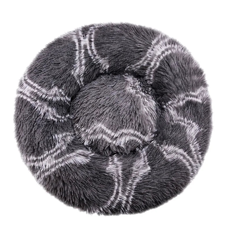 40 - 90cm Fluffy Dog Bed For Large Round Dog Bed Super Soft Cat House Plush Cat Nest Winter Warm Dog Pet Bed - PetLiveliest - Diameter 40cm - gray white check - PetLiveliest