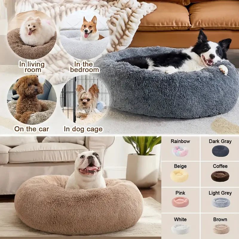 40 - 90cm Fluffy Dog Bed For Large Round Dog Bed Super Soft Cat House Plush Cat Nest Winter Warm Dog Pet Bed - PetLiveliest - Diameter 40cm - gradient light gray - PetLiveliest