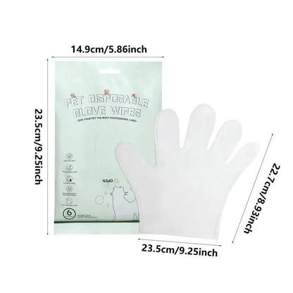 6 PCS Dog Body Wipes No Rinse Washing Gloves Gloves 便携 宠物擦拭 宠物美容 无漂白剂 清洁手套 PetLiveliest