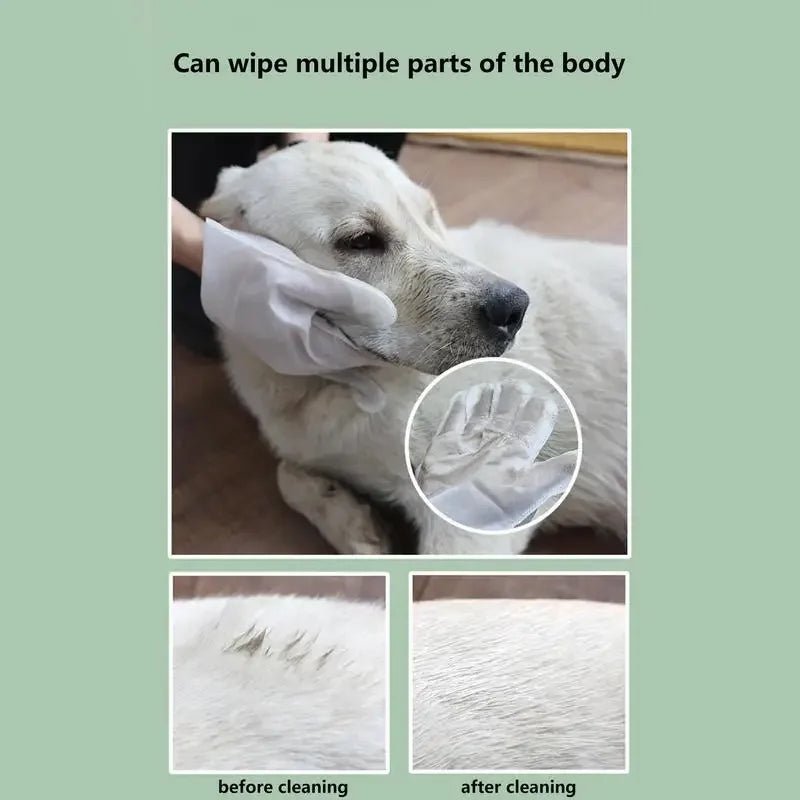 6 PCS Dog Body Wipes No Rinse Washing Gloves Gloves 便携 宠物擦拭 宠物美容 无漂白剂 清洁手套 PetLiveliest