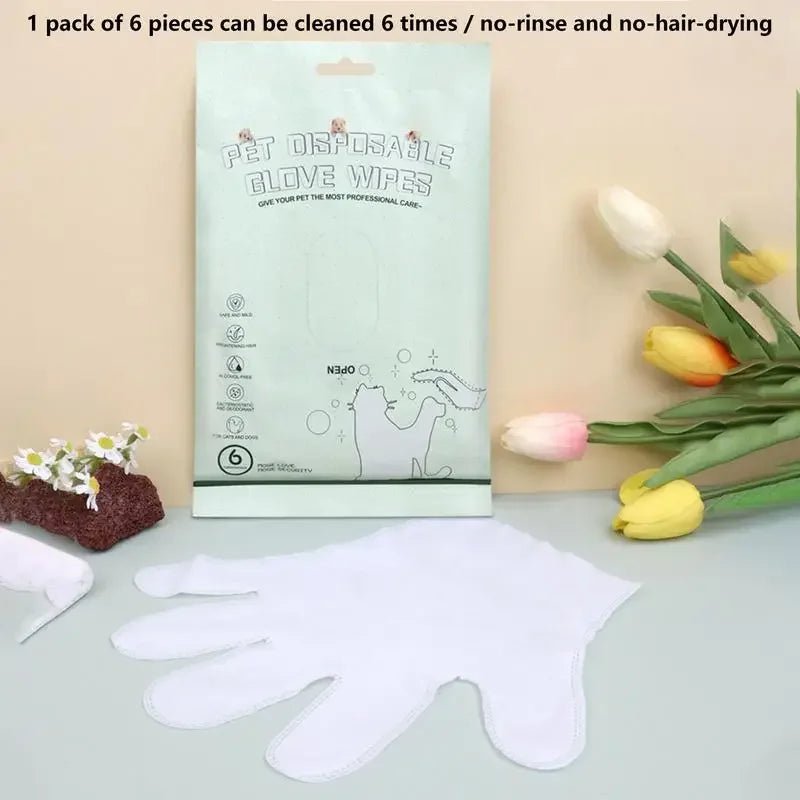 6 PCS Dog Body Wipes No Rinse Washing Gloves Gloves 便携 宠物擦拭 宠物美容 无漂白剂 清洁手套 PetLiveliest