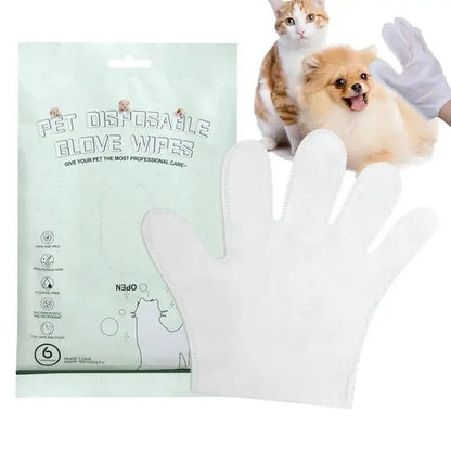 6 PCS Dog Body Wipes No Rinse Washing Gloves Default-Default Gloves 便携 宠物擦拭 宠物美容 无漂白剂 清洁手套 PetLiveliest