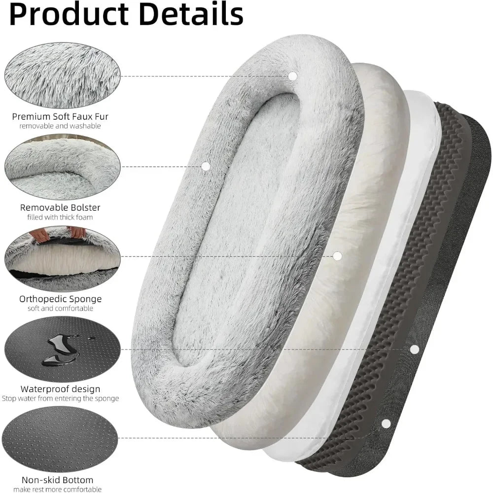 Dogs Beds for Large Dogs Giant Beds Human Size Bed 30D Sponge Bean Bag Bed - PetLiveliest - PetLiveliest - Bean Bag Bed - Faux Fur - Giant Dog Beds