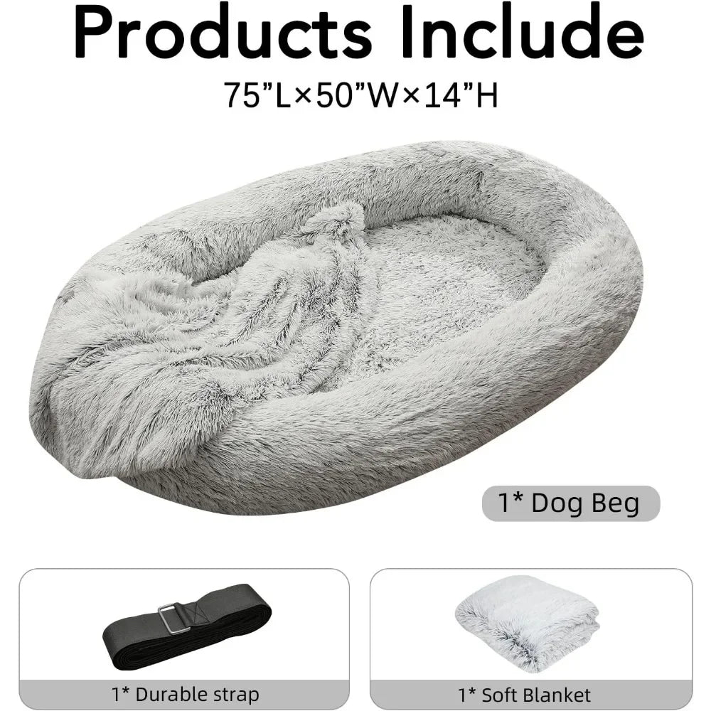 Dogs Beds for Large Dogs Giant Beds Human Size Bed 30D Sponge Bean Bag Bed - PetLiveliest - PetLiveliest - Bean Bag Bed - Faux Fur - Giant Dog Beds