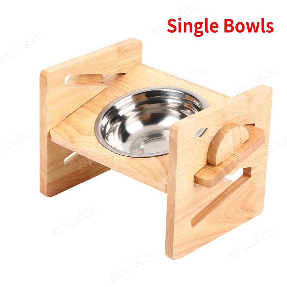 Adjustable Bamboo Dog Bowl Stand - PetLiveliest - PetLiveliest - Adjustable Height - Anti - Slip - Bamboo