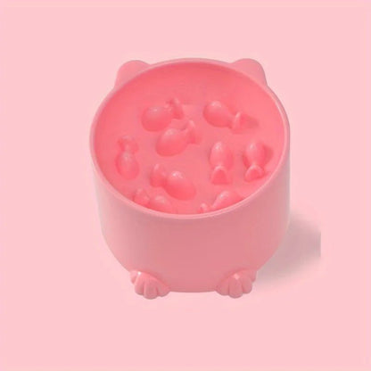 Anti-Choking Pet Slow Food Bowl Pink Bowls cat dog durable healthy eating slow feeder PetLiveliest