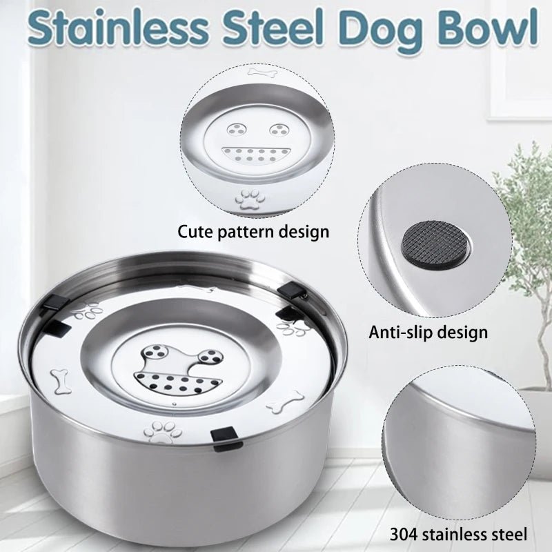 Big Capacity Stainless Steel Dog Floating Bowl No Spill Anti - Splash Dog Water Dispenser - PetLiveliest - PetLiveliest