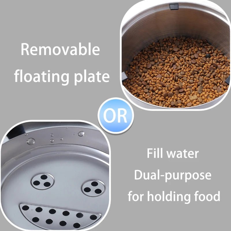 Big Capacity Stainless Steel Dog Floating Bowl, No Spill Anti-Splash Dog Water Dispenser Spill Proof Bowls & Diners 不易溢出 不溅水 不滑动 大容量 易清洁 PetLiveliest