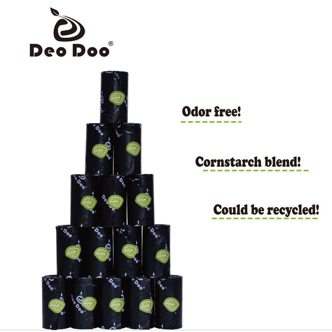 DeoDoo Biodegradable Dog Poop Bags - Strong & Earth-Friendly poop bag Biodegradable Corn Starch Blend Dog Poop Bags Eco-Friendly Pet Waste PetLiveliest