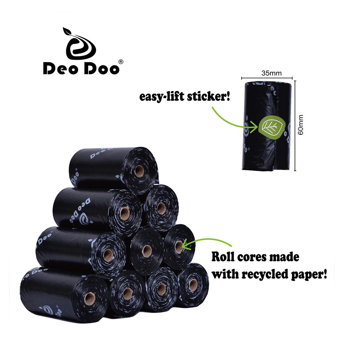 DeoDoo Biodegradable Dog Poop Bags - Strong & Earth-Friendly poop bag Biodegradable Corn Starch Blend Dog Poop Bags Eco-Friendly Pet Waste PetLiveliest