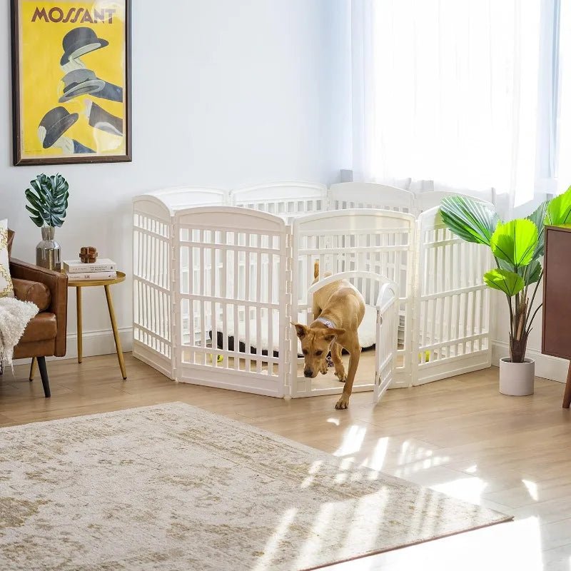 Dog Playpen, 8-Panel 34\" Pet Playpen with Door Playpens 8片式围栏 可定制尺寸 塑料材质 宠物围栏 易组装 PetLiveliest