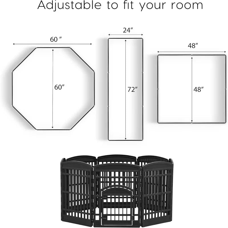 Dog Playpen, 8-Panel 34\" Pet Playpen with Door Playpens 8片式围栏 可定制尺寸 塑料材质 宠物围栏 易组装 PetLiveliest