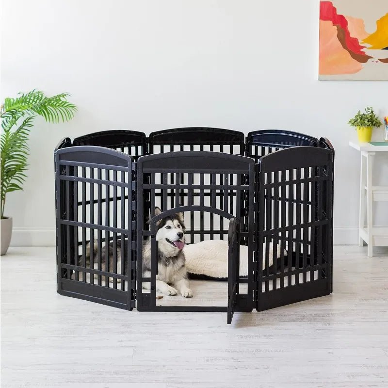 Dog Playpen, 8-Panel 34\" Pet Playpen with Door Playpens 8片式围栏 可定制尺寸 塑料材质 宠物围栏 易组装 PetLiveliest