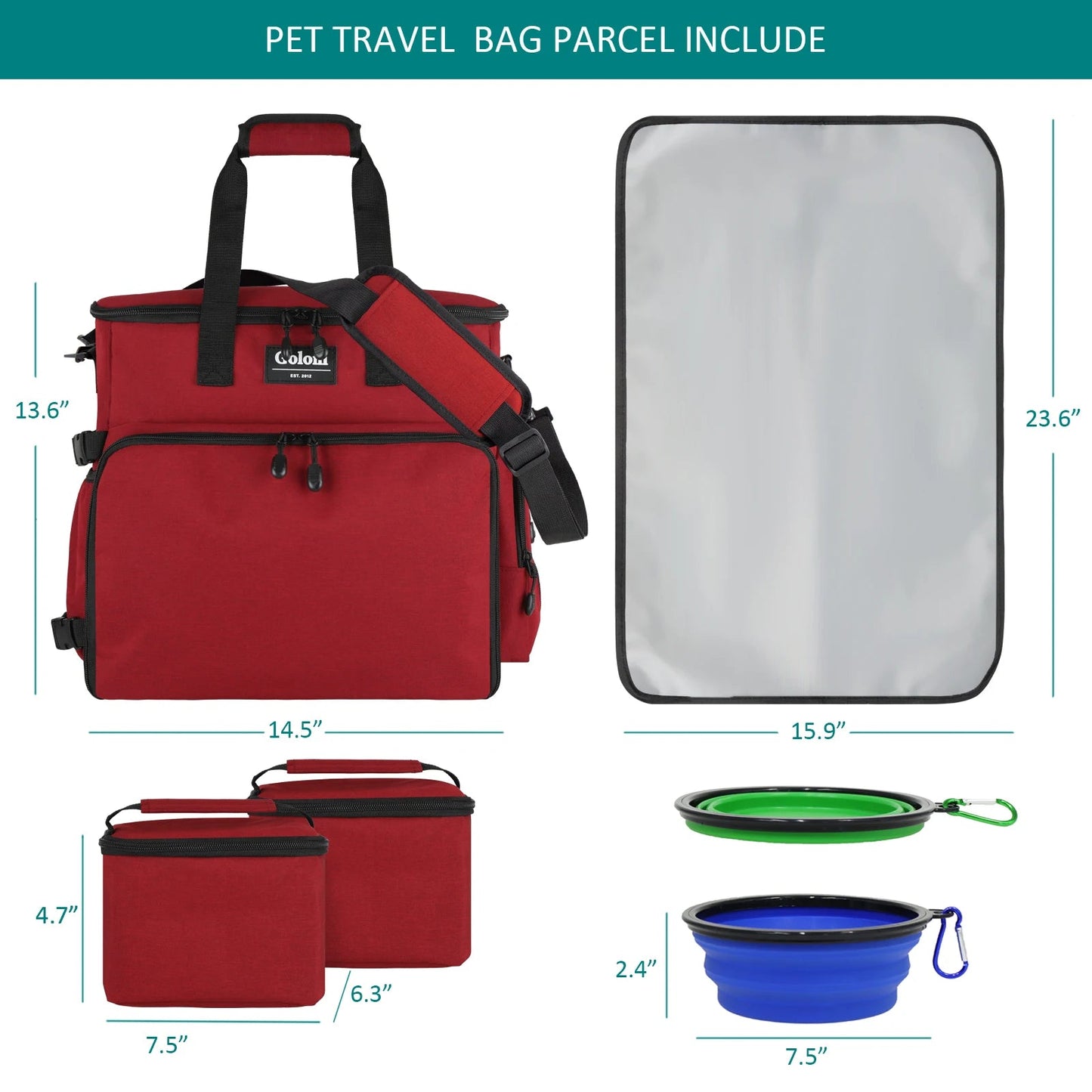 Dog Travel Bag with 2 Bowls & Food Containers Travel Bowls Airline Approved Collapsible Dog Bowls Dog Food Container Large Capacity Water-Resistant PetLiveliest