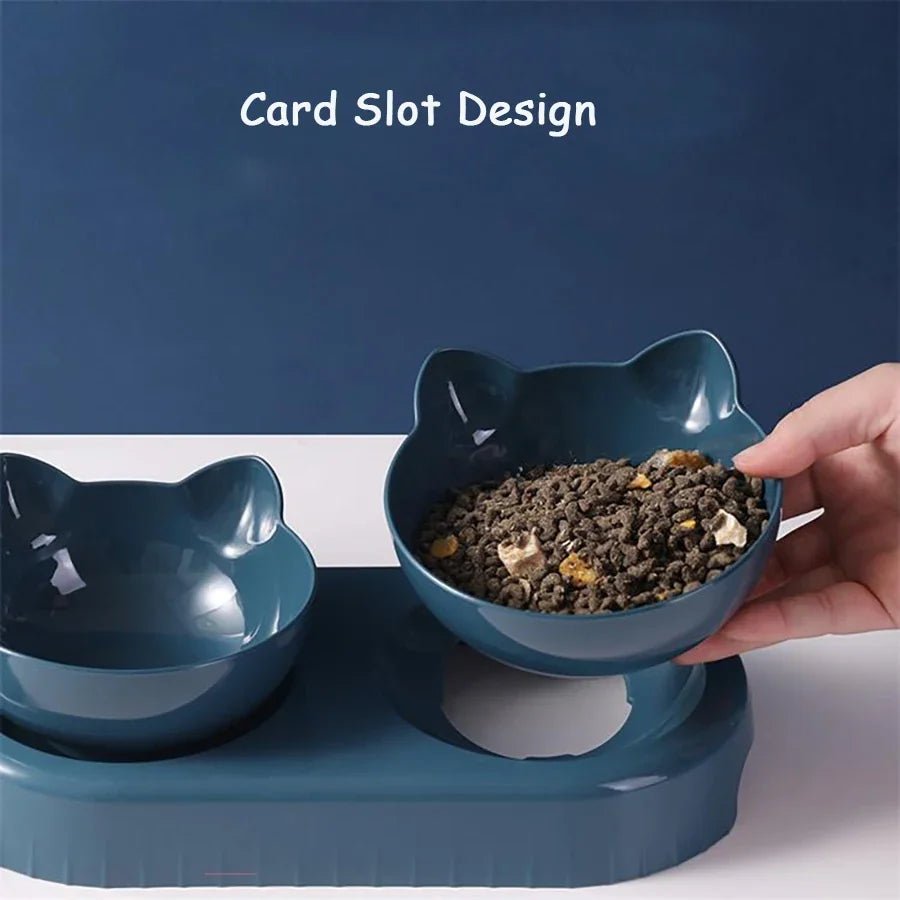 Double Bowl Pet Food & Water Dispenser Bowls Automatic Cat Bowl Double Bowl Neck Protection Pet Feeding PetLiveliest