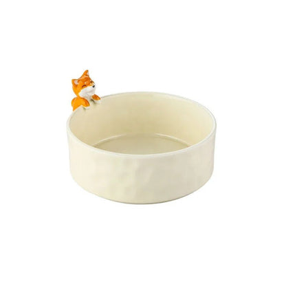 Elevated Double Bowl Pet Feeder dog Bowls 840ml ceramics bowl dogs double bowls wooden shelf PetLiveliest