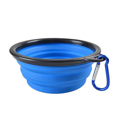 Folding Portable Silicone Dog Feeder Bowl 2 In 1 Pet Dispenser Outdoor Food Water Container Blue Travel Bowls Bowl Dog Feeder Folding Portable Silicone PetLiveliest