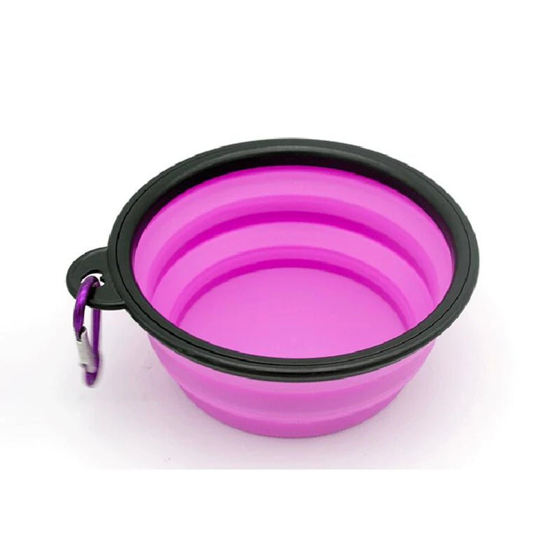 Folding Portable Silicone Dog Feeder Bowl 2 In 1 Pet Dispenser Outdoor Food Water Container Purple Travel Bowls Bowl Dog Feeder Folding Portable Silicone PetLiveliest