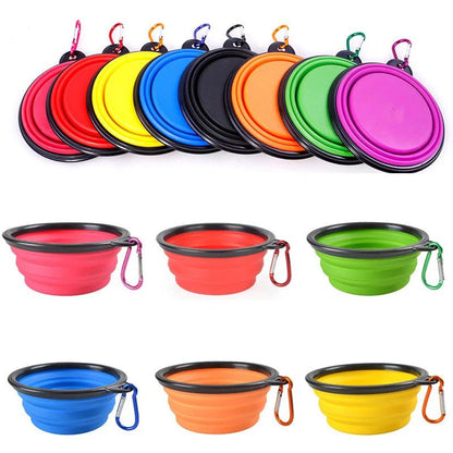 Folding Portable Silicone Dog Feeder Bowl 2 In 1 Pet Dispenser Outdoor Food Water Container Travel Bowls Bowl Dog Feeder Folding Portable Silicone PetLiveliest