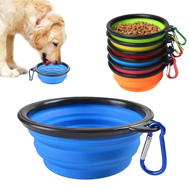 Folding Portable Silicone Dog Feeder Bowl 2 In 1 Pet Dispenser Outdoor Food Water Container Travel Bowls Bowl Dog Feeder Folding Portable Silicone PetLiveliest