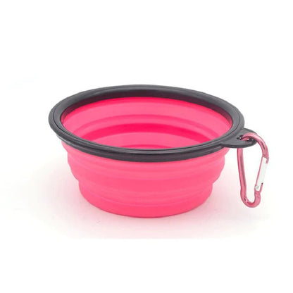 Folding Portable Silicone Dog Feeder Bowl 2 In 1 Pet Dispenser Outdoor Food Water Container Pink Travel Bowls Bowl Dog Feeder Folding Portable Silicone PetLiveliest