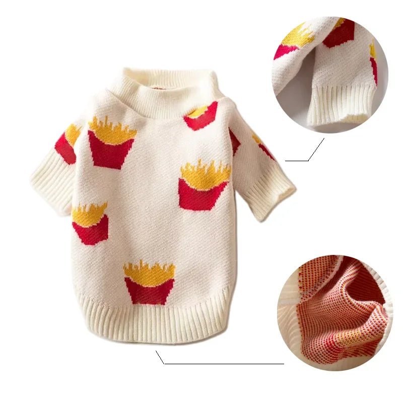 French Fries Printed Soft Cotton Dog Sweater - PetLiveliest - PetLiveliest - 