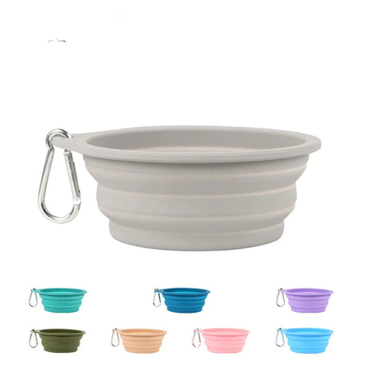 Large Collapsible Dog Pet Folding Silicone Bowl Outdoor Travel Portable Puppy Food Container Feeder Dish Bowl Travel Bowls 多色可选 大号 折叠碗 硅胶材质 防滑防溅 PetLiveliest