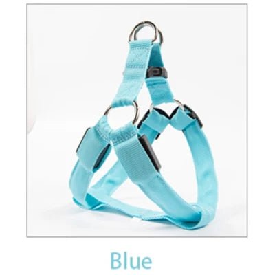 LED Pet Safety Harness with Flashing Light Blue Harness LED狗背带 反光背带 多功能 宠物用品 尼龙材质 PetLiveliest