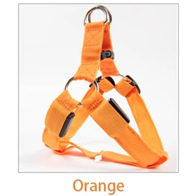 LED Pet Safety Harness with Flashing Light Orange Harness LED狗背带 反光背带 多功能 宠物用品 尼龙材质 PetLiveliest