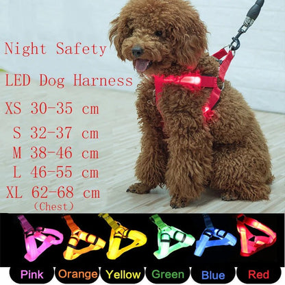 LED Pet Safety Harness with Flashing Light Harness LED狗背带 反光背带 多功能 宠物用品 尼龙材质 PetLiveliest