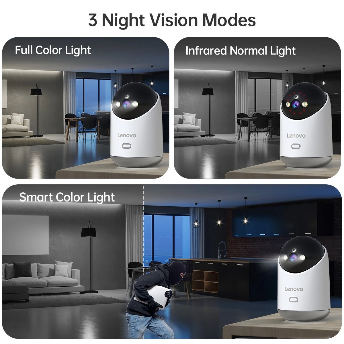 Lenovo 3MP WiFi Smart Home Camera - PetLiveliest - PetLiveliest - 3MP - WiFi连接 - 双向音频