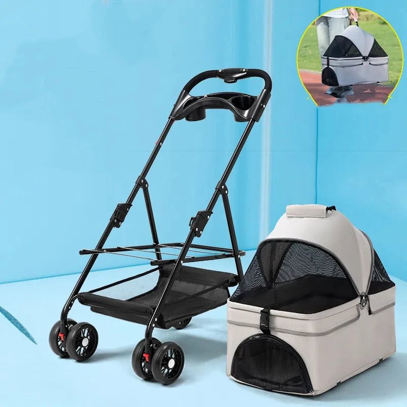 Lightweight Outing Pet Stroller Pull Rod Detachable and Detachable Puppy Stroller - PetLiveliest - PetLiveliest - Cats - Detachable - Lightweight