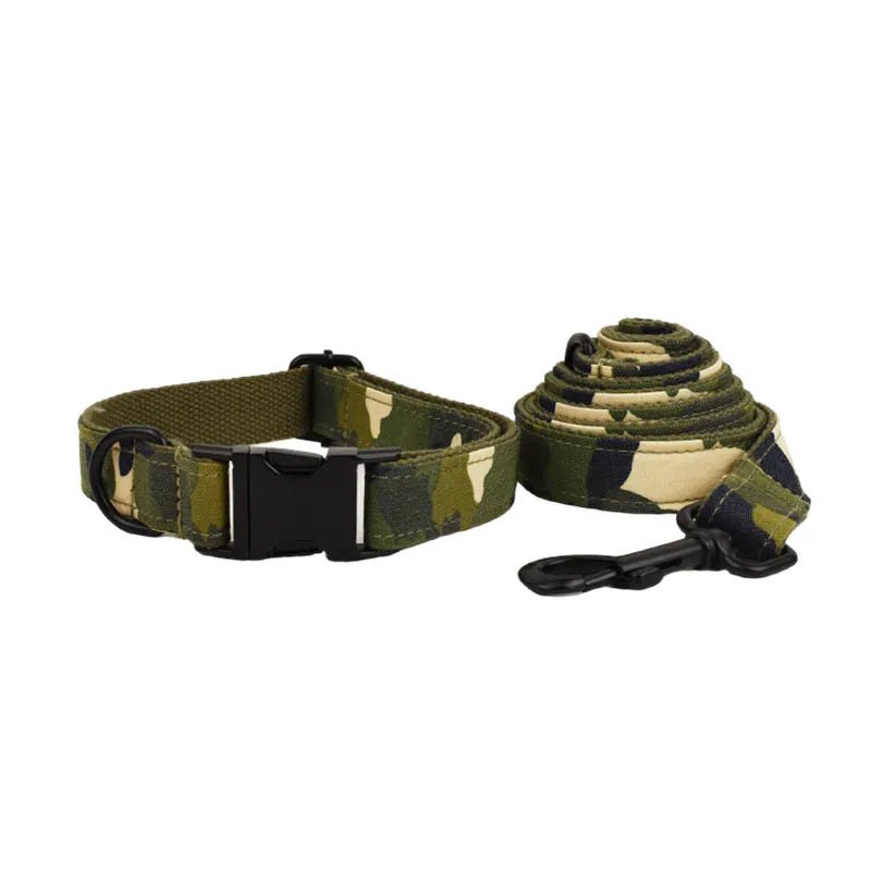 Luxury Camouflage Tactical Dog Collar Set collar and leash set Multipack Camouflage Designer Personalized Soft Cotton Tactical PetLiveliest