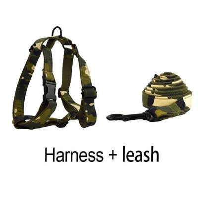 Luxury Camouflage Tactical Dog Collar Set Harness leash Multipack Camouflage Designer Personalized Soft Cotton Tactical PetLiveliest