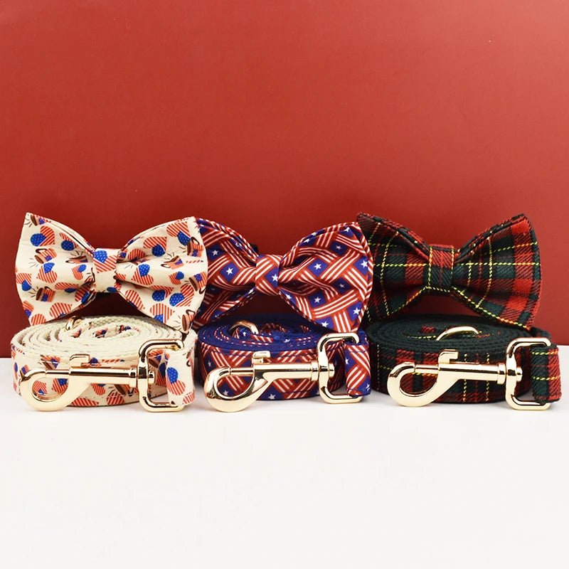 Luxury Dog Collar Set with Bow Tie Multipack 可拆卸蝴蝶结 多样尺寸 字体选择 定制logo 金属配件 PetLiveliest