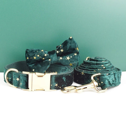 Luxury Dog Collar Set with Bow Tie Bow Collar Leash03 Multipack 可拆卸蝴蝶结 多样尺寸 字体选择 定制logo 金属配件 PetLiveliest