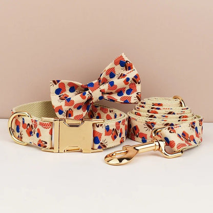 Luxury Dog Collar Set with Bow Tie Bow Collar Leash06 Multipack 可拆卸蝴蝶结 多样尺寸 字体选择 定制logo 金属配件 PetLiveliest