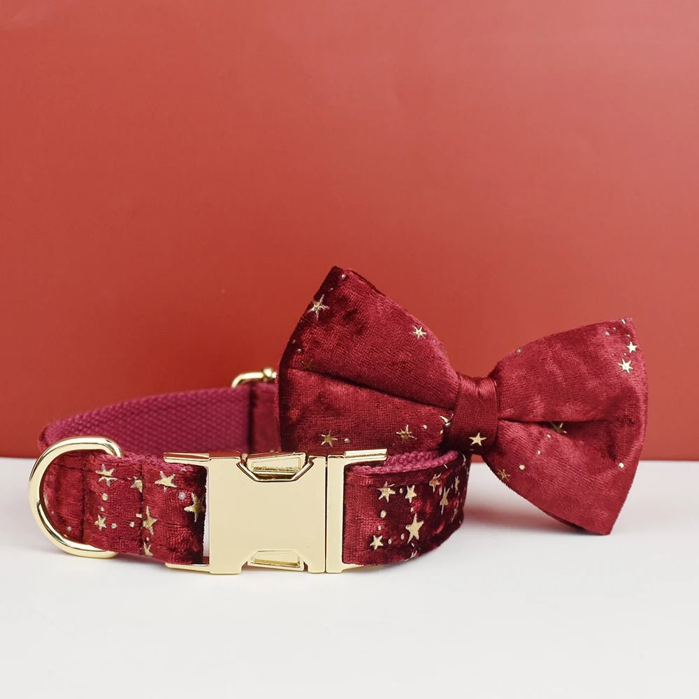 Luxury Dog Collar Set with Bow Tie Bow Collar01 Multipack 可拆卸蝴蝶结 多样尺寸 字体选择 定制logo 金属配件 PetLiveliest