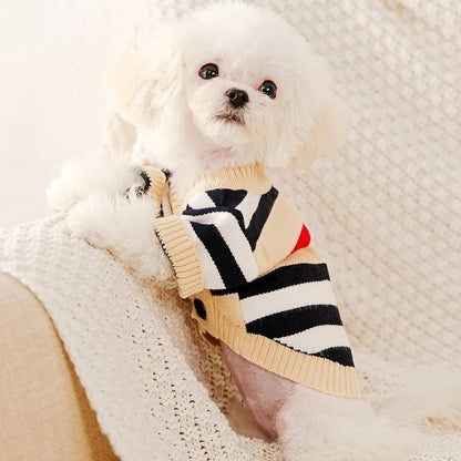 Luxury Pet Striped Cardigan Sweater - Warm and Stylish! - PetLiveliest - PetLiveliest - 寵物裝備 - 毛衣 - 狗衣服